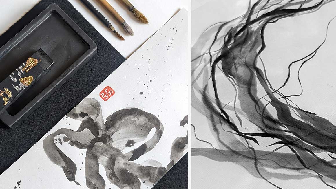 Sumi-e. Fondos marinos