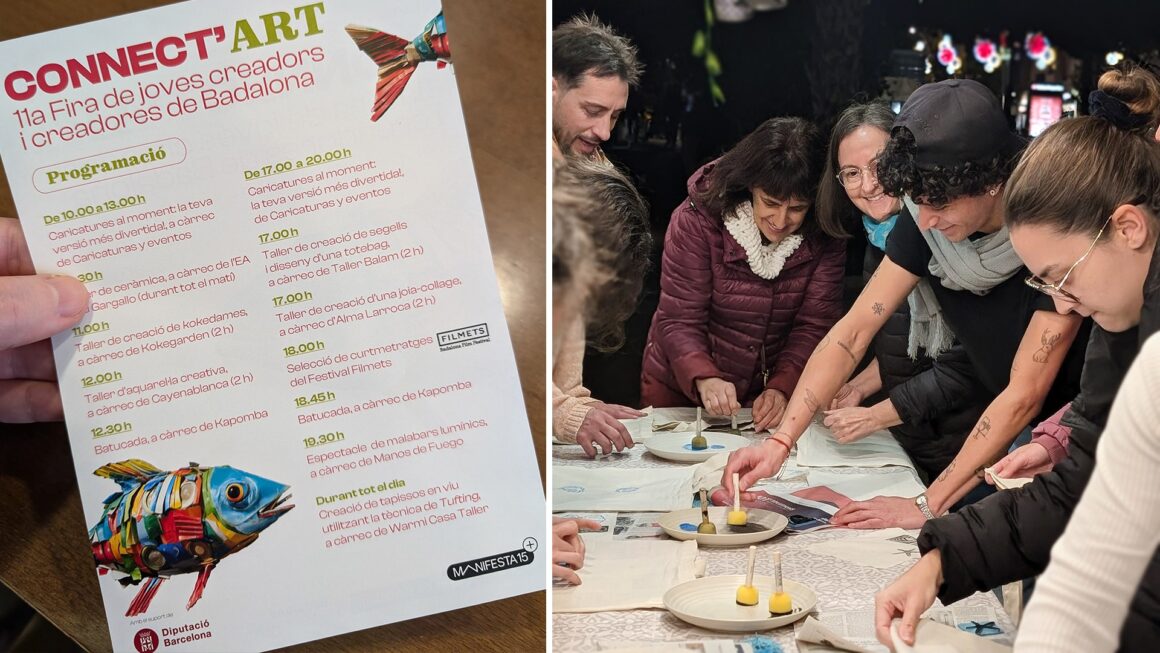 Sellos y estampación en una totebag en Connect’art