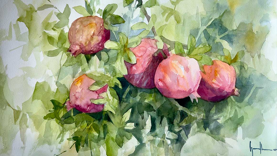 Acuarela botánica (color, hojas y tipologías de árboles) y cuaderno de viaje