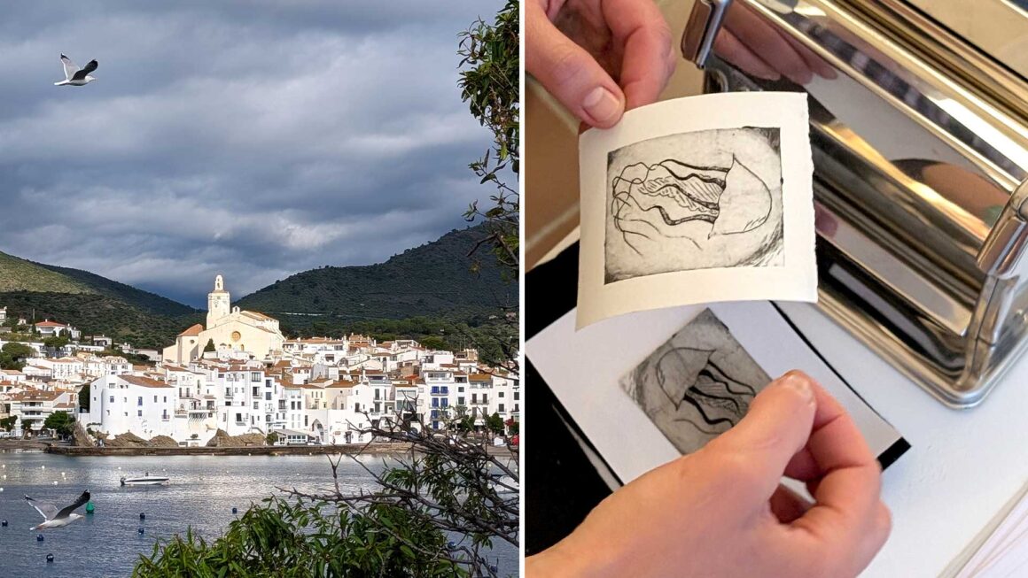 Galeria-Fort-evento-grabado-Cadaques-Taller-Balam-07 Grabado en tetrabrik en la Galeria Fort de Cadaqués