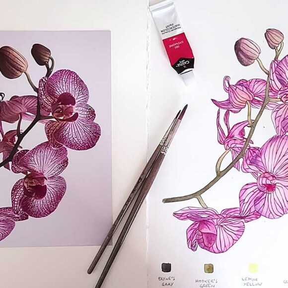 Curso de acuarela botánica: Orquídea